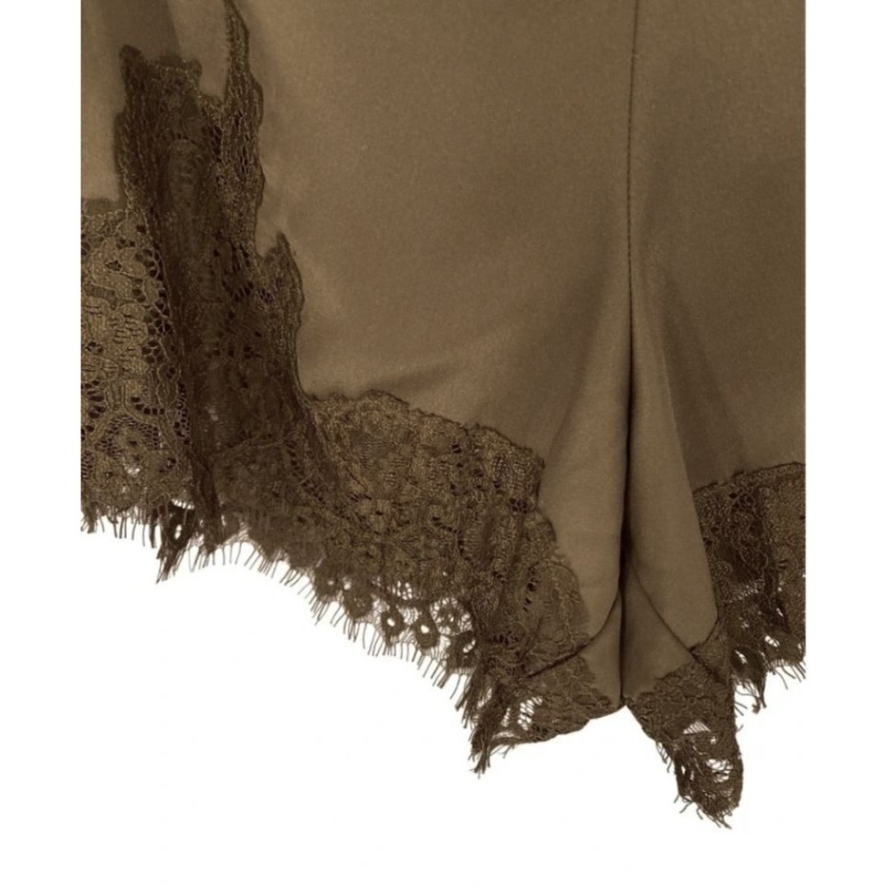 Reformation Fern Satin Short Pinecone Brown Lace Trim High Rise Size S NWT - Picture 7 of 15